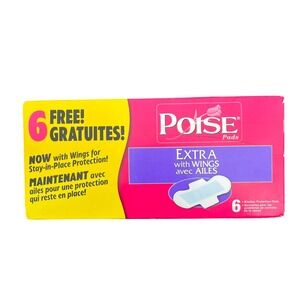 VTG 1998 Poise‎ Extra Pads with Wings Deadstock Discontinued Rare 12 Pack